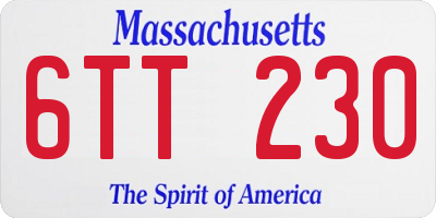 MA license plate 6TT230