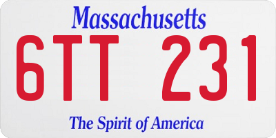 MA license plate 6TT231