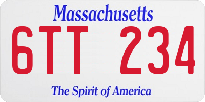 MA license plate 6TT234