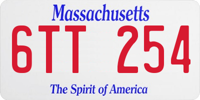 MA license plate 6TT254