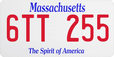 MA license plate 6TT255