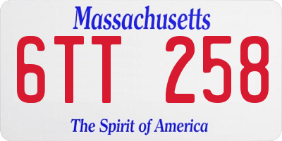 MA license plate 6TT258