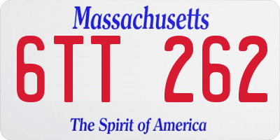 MA license plate 6TT262