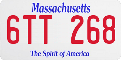 MA license plate 6TT268