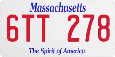 MA license plate 6TT278