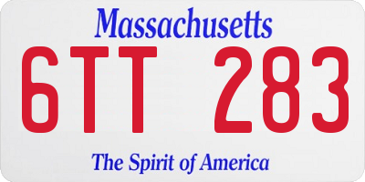 MA license plate 6TT283