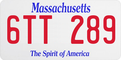 MA license plate 6TT289