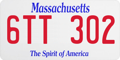 MA license plate 6TT302