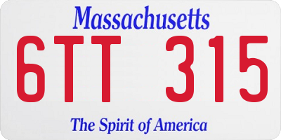 MA license plate 6TT315