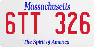 MA license plate 6TT326