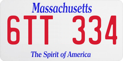 MA license plate 6TT334