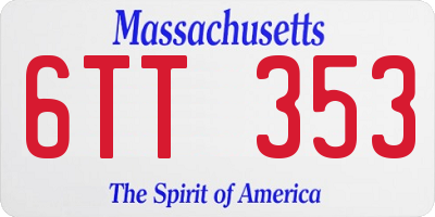 MA license plate 6TT353