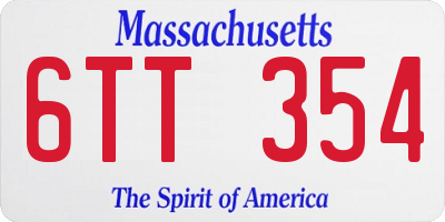 MA license plate 6TT354