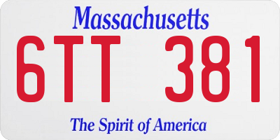 MA license plate 6TT381
