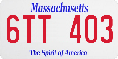 MA license plate 6TT403