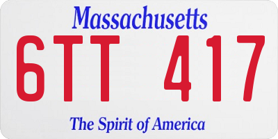 MA license plate 6TT417