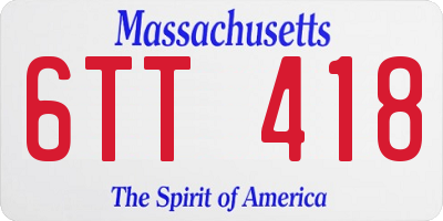 MA license plate 6TT418