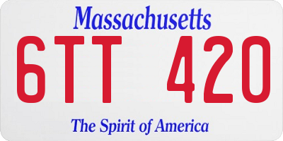 MA license plate 6TT420