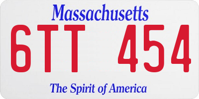 MA license plate 6TT454