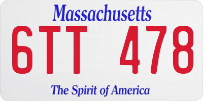 MA license plate 6TT478