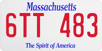 MA license plate 6TT483