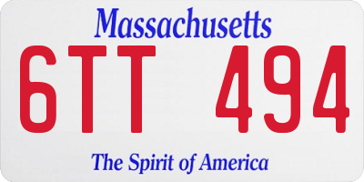MA license plate 6TT494