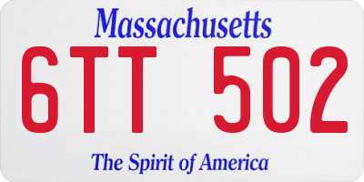MA license plate 6TT502