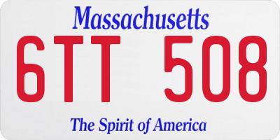 MA license plate 6TT508