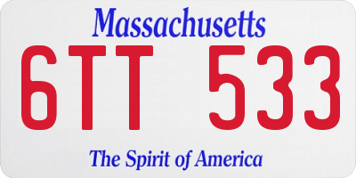 MA license plate 6TT533