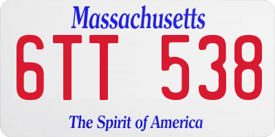 MA license plate 6TT538