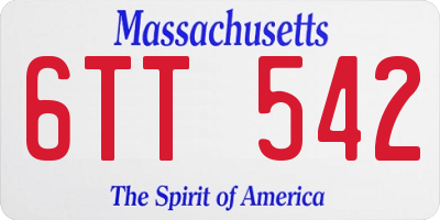 MA license plate 6TT542