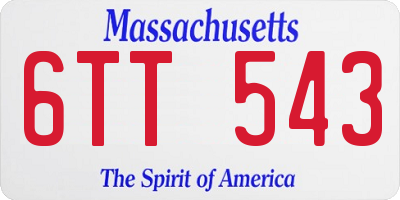 MA license plate 6TT543