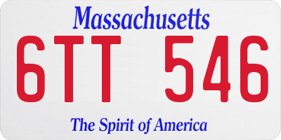 MA license plate 6TT546