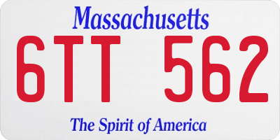 MA license plate 6TT562
