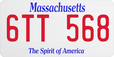MA license plate 6TT568
