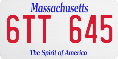 MA license plate 6TT645