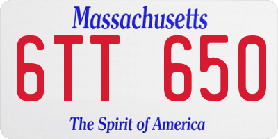 MA license plate 6TT650