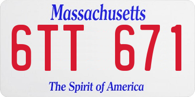 MA license plate 6TT671