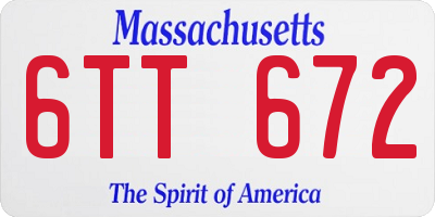 MA license plate 6TT672