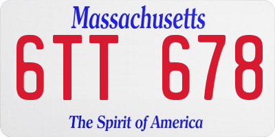 MA license plate 6TT678