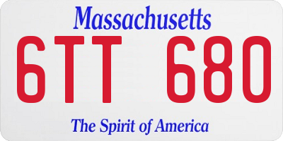 MA license plate 6TT680