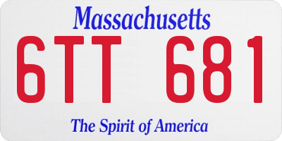 MA license plate 6TT681
