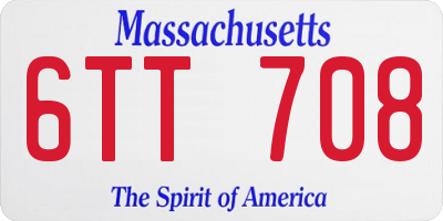 MA license plate 6TT708