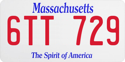 MA license plate 6TT729