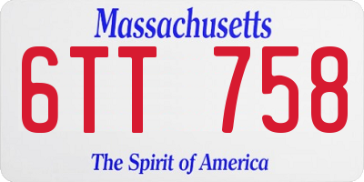 MA license plate 6TT758