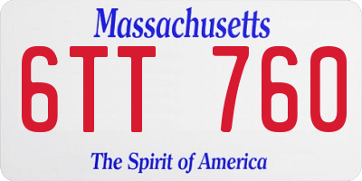 MA license plate 6TT760