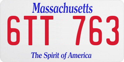 MA license plate 6TT763