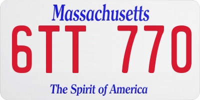 MA license plate 6TT770