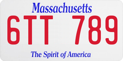 MA license plate 6TT789