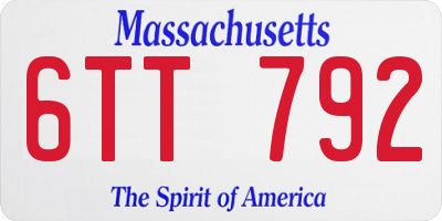 MA license plate 6TT792